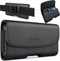 Holster for Samsung Galaxy Ultra S25 S24 S23 S22 S21 Note 20, Google Pixel 8 9 Pro XL – Extra Large Cell Phone Belt Holder Case with Clip, ID Card Pouch - Black