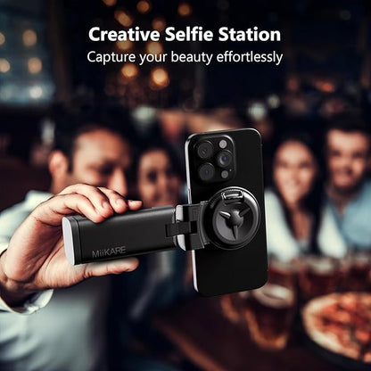MiiKARE Travel Essentials Magnetic Airplane Phone Holder, Universal Handsfree Phone Mount for Flying with 360 Degree Rotation, Travel Must Haves Phone Stand for Desk, Tray Table, Black&Black