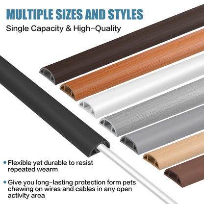 Floor Cord Covers for Wires 12FT Cable Hider Wire Cover Self Adhesive Cord Hider Floor for Offices, Homes, Workshops, Warehouses Cable Cavity 0.39" W x 0.27" H