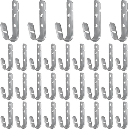 OMISTAR 50 PCS Cable Support J Hooks, 3/4 in Cable Management Brackets, Heavy Duty Galvanized Iron Wire Hooks for Network Cables, Fiber Optics, Rust-Resistant for Outdoor Use