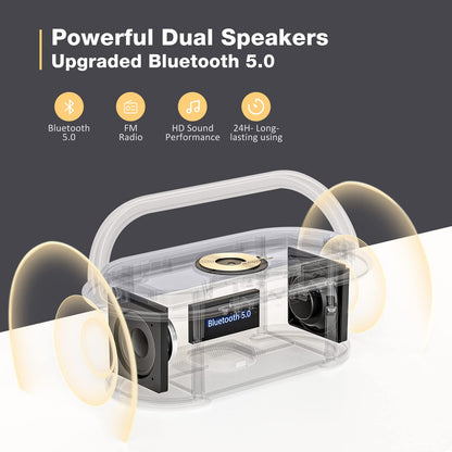 Bluetooth Speaker Alarm Clock & Wireless Charger for Bedside, Home, Office
