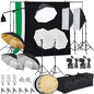 PioneerWorks Photography Lighting kit with Backdrops, 8.5ftx10ft Backdrop Stand, 5 tripod stands and Bulb, Umbrella Softbox Continuous Lighting, Photo Studio Equipment for Portrait Product Photo Shoot