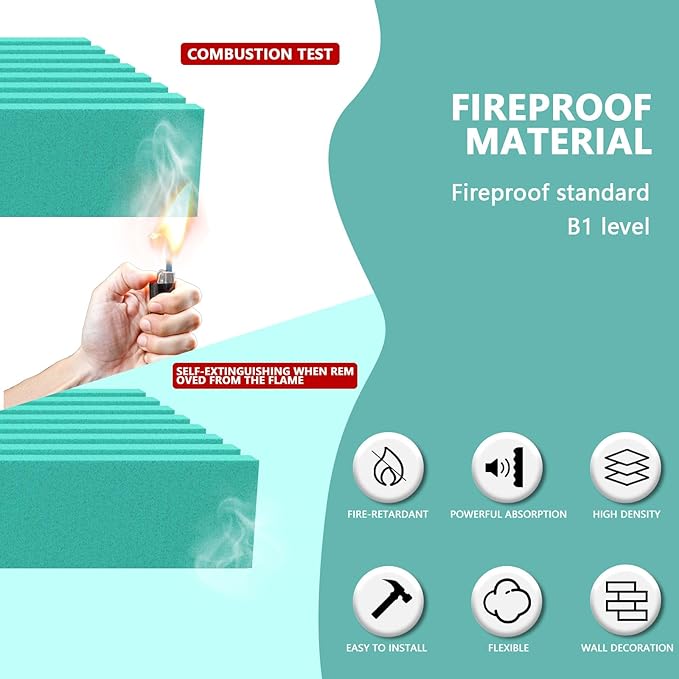 Sound Proof Foam Panels for Walls 1" X 12" X 12" Acoustic Foam Panels Insulation Studio Soundproofing Fire Resistant Noise Absorbing for Studio, Office, Home (DK-L 12" X 12" X 1", 42PACK)