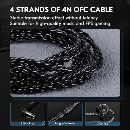 in Ear Monitor Headphones,CCZ DC02 Type-C IEM Earphone Dual Magnetic Circuit DD Wired Headphones,Professional Hifi Earphone,Stereo Sound Gaming Earbuds Headphone,CCZ In Ear Monitor for System