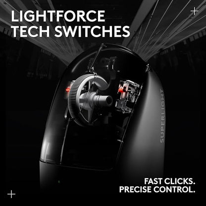 Logitech G PRO X SUPERLIGHT 2 Wireless Gaming Mouse, 60g Pro-Grade with 5 Programmable Buttons, 44k DPI Sensor, 8kHz Report Rate, USB-C Charging for PC/Mac - Black