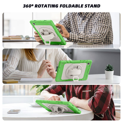 Stweap for Samsung Galaxy Tablet A8 Case 10.5 inch 2022 SM-X200/X205/X207 with Screen Protector [360 Rotating Stand] &Hand Shoulder Strap Shockproof Rugged Protective Cover|Green&Beige