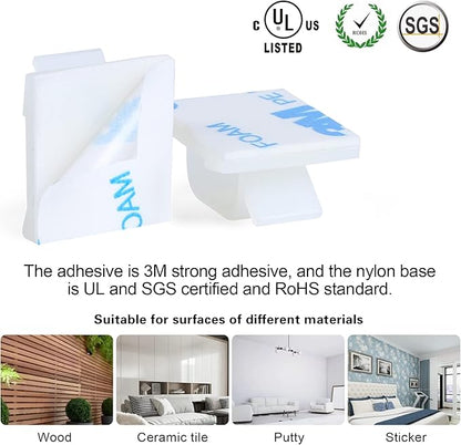 XHF 5/8” Adhesive Cord Clips White 60pcs, Cable Management Staples for Under Desk, Car, Wall, TV, PC, Ethernet