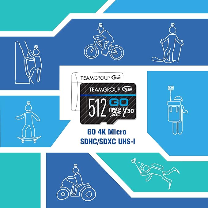 TEAMGROUP GO Card 128GB x 5 Pack Micro SDXC UHS-I U3 V30 4K for GoPro & Drone & Action Cameras High Speed Flash Memory Card for Outdoor Sports, 4K Shooting, Nintendo-Switch TGUSDX128GU368