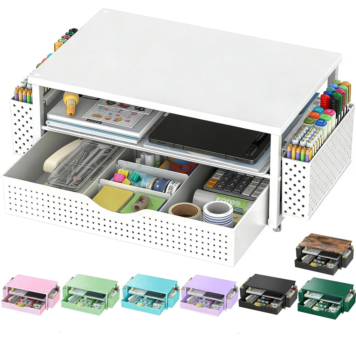 Spacrea Desk Organizers and Accessories, Printer Stand with Storage, Black