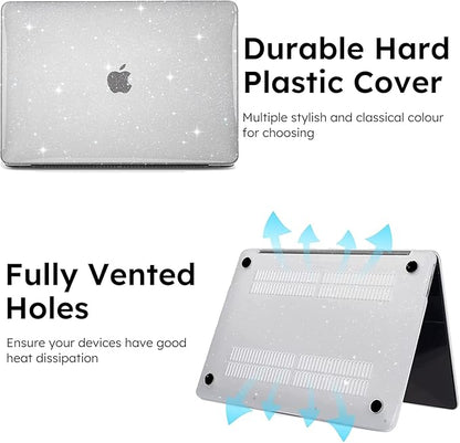iCasso for MacBook Air 13 inch Case 2025 2024-2022 Release M4 A3240 M3 A3113 A2681 M2 with Liquid Retina Display, Hard Plastic Shell for Mac Air 13.6, Keyboard Cover&Screen Protector, Clear Glitter