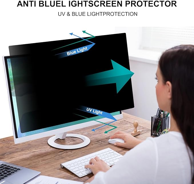 24 Inch Computer Privacy Screen Shield [2 Pack] for 16:10 Widescreen Desktop Monitor - Anti-Glare Blue Light Privacy Filter and Anti Spy Privacy Screen Protector Film