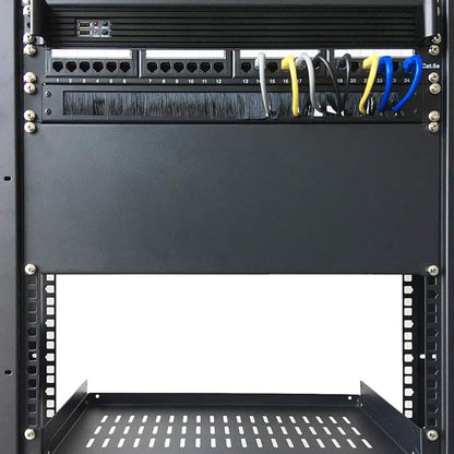 Jingchengmei 1U Disassembled Rack Mount Cable Management Panel with Brush for Cable Entry for 19-Inch Rack or Cabinet Black (BF01UAB2)