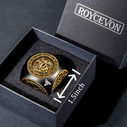 Roycevon 7 in 1 Unique Spinner DND Dice Set D&D, Metal D and D Dice with Gift Box, Dungeons Dragons Role Playing Dice, Black Gold