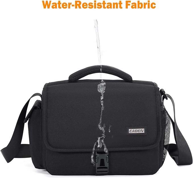 CADeN Camera Bag Case Shoulder Crossbody Bag Compatible for Nikon, Canon, Sony, DSLR SLR Mirrorless Cameras and Lenses (1.0 Black, Large)