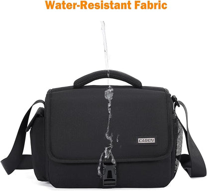 CADeN Camera Bag Case Shoulder Crossbody Bag Compatible for Nikon, Canon, Sony, DSLR SLR Mirrorless Cameras and Lenses (1.0 Black, Large)