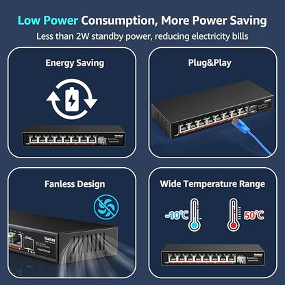8 Port 2.5G Unmanaged Desktop Ethernet Switch with 10G SFP, 8 x 2.5G Base-T Ports, 60Gbps Switching Capacity, Compatible with 100/1000/2500Mbps, Metal Fanless, YuanLey 2.5Gbe Network Switch Wall Mount