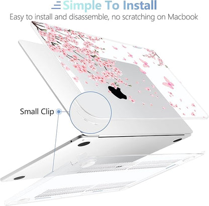 MEEgoodo Case for M4/M3/M2 MacBook Air 13.6 inch Case 2025 2024 2022, Fit Model A3240/A3113/A2681, Laptop Hard Shell with Keyboard Cover Compatible with MacBook Air 13 inch, Cherry Blossoms