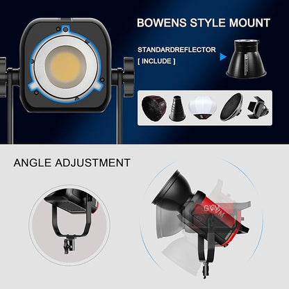 GVM 300W LED Video Light Kit with Softbox, CRI97+ Photography Lighting for Video Recording with Bowens Mount, 65000Lux/m Studio Lights with APP&DMX Control, 2700-6800K, 12 Scene Light