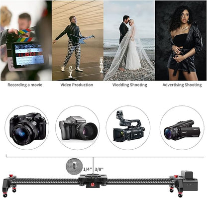 GVM Motorized Camera Slider,31" Wireless Carbon Fiber Dolly Rail Camera Slider with APP Control, Motorized Time Lapse and Video Shot Follow Focus Shot and 120 Degree Panoramic Shooting