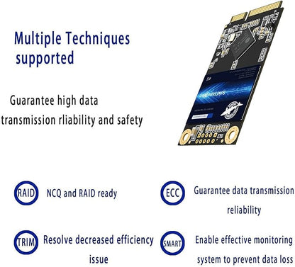 Dogfish mSATA SSD 128GB 3D NAND TLC SATA III 6 Gb/s, mSATA (30x50.9mm) Internal Solid State Drive - Compatible with Desktop PC Laptop - (MSATA 128GB)