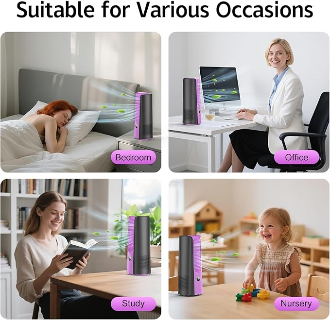 Desk Fan, 13 Inch Portable Bladeless Fan, Small Quiet Table Fan with 60°Oscillating, 9 Speeds & 9H Timer, LED Display, Button Control, Easy to Clean, Personal Desktop Fan for Bedroom, Office