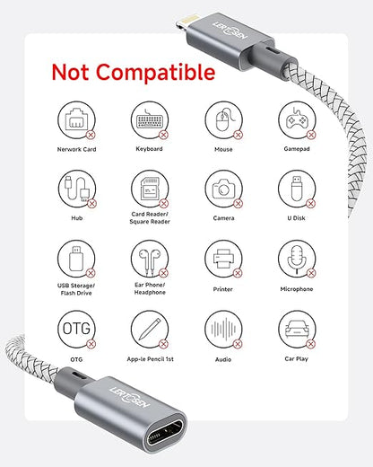 2 Pack 27W USB C to Lightning Cable Adapter, PD Fast Charging & Data Transfer, Type C Female to Lightning Male Charger Converter Cord for iPhone 14/13/12/11,iPad, Airpods,Not for Audio/Headphone/OTG