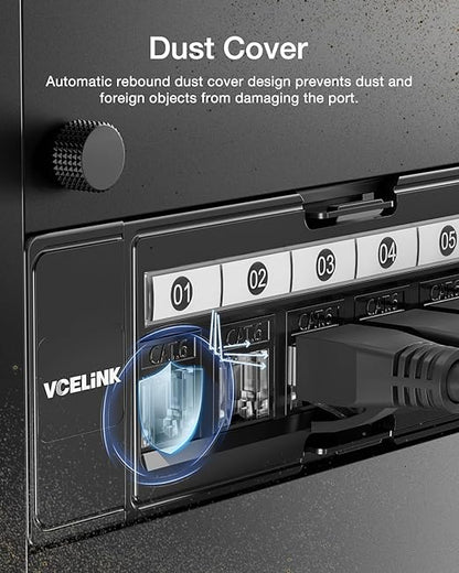 VCELINK RJ45 Cat 6 Keystone Jacks 25-Pack, Dust-Proof Keystone Jacks, 90-Degree Punch Down Ethernet Modular Jacks, UTP Keystone Jack Adapter, Black