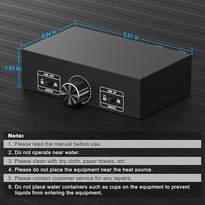 Y.D.F RCA and XLR Selector Switch Boxes, 2(1)-in-1(2)-Out RCA/XLR Speaker Switcher Selector, HiFi Balanced Stereo Audio Switcher/Converter Premium Selector Splitter Box with Volume Controller