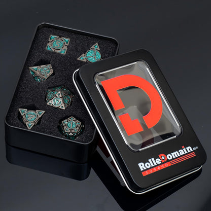 Rolledomain Metal DND Dice Set with Gift Box, Purple Black Sharp Edge Finish Heavy Polyhedral Dice, Designed for Dungeons & Dragons RPG DM and Players, for D&D, MTG RPG Meetings (Ranger)