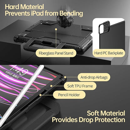 Nillkin Magic Keyboard Case for iPad Pro 13 inch M4 2024, Handheld Case for iPad Pro 13 inch 2024 with Keyboard, Pencil Holder, Large Trackpad, 7 Colors Backlit, Camera Protection, Black