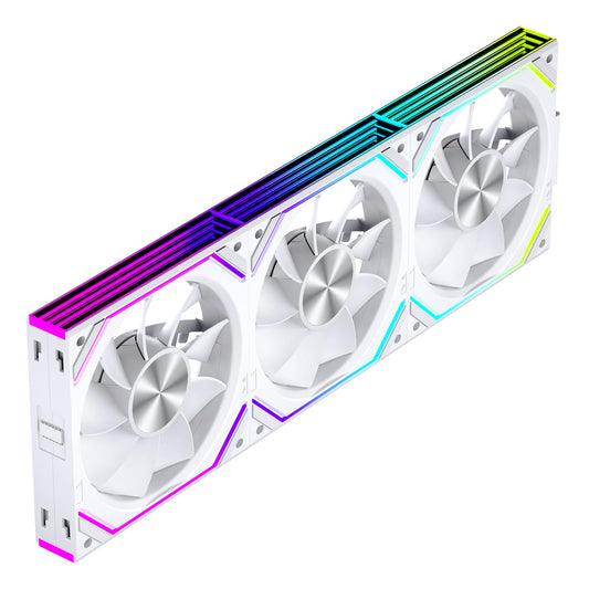 Jungle Leopard Interstellar V2 120mm Case Fan Infinity Mirror Module Daisy-Chain ARGB Fan Triple Pack with Controller Suitable for Computer Case & 360mm AIO Cooler(Black-3pack)