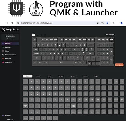 Keychron Q5 Wired Custom Mechanical Keyboard Knob Version, 96% Layout QMK/VIA Programmable Macro with Hot-swappable Gateron G Pro Blue Switch Double Gasket Compatible with Mac Windows Linux (Blue)