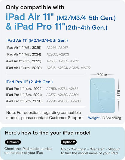 MOFT Dynamic Folio Case for for iPad Air 11-inch M3 M2 2025 2024/10.9 Air 5th 4th Generation 2022 2020, iPad Pro 11 Inch 4th/3rd/2nd Gen, Magnetic Case with 20+ View Angles, Soothing Mist x Misty Cove