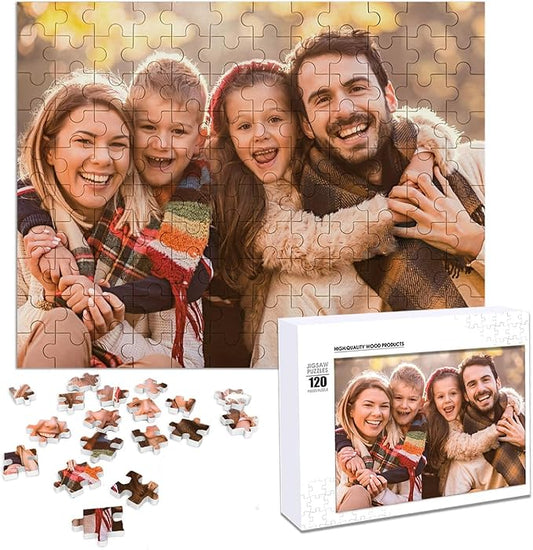 SCTOKUP Custom Photo Puzzle 120 Pieces - Personalized Picture Jigsaw from Your Photos, Premium Wooden Puzzle Gift for Family, Adults & Special Occasions