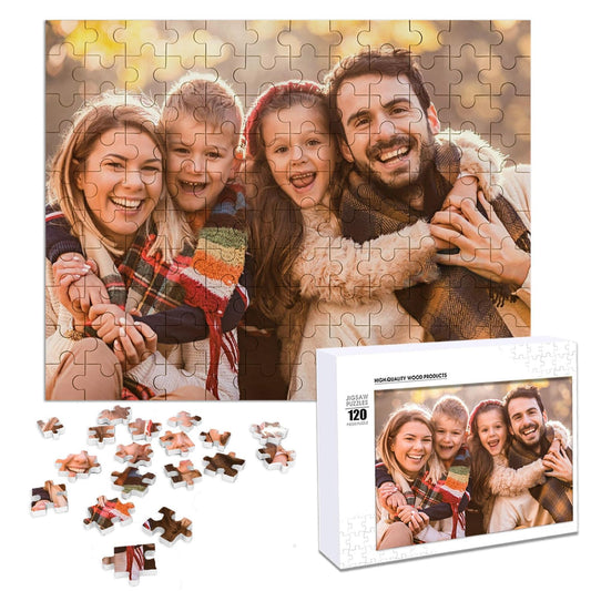 SCTOKUP Custom Photo Puzzle 120 Pieces - Personalized Picture Jigsaw from Your Photos, Premium Wooden Puzzle Gift for Family, Adults & Special Occasions
