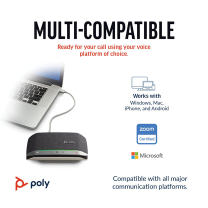 Poly Sync 20 USB-C Personal Portable Smart Speakerphone (Plantronics) – Noise/Echo Reduction -Works w/Teams, Zoom, PC, Mac, Mobile – Amazon Exclusive