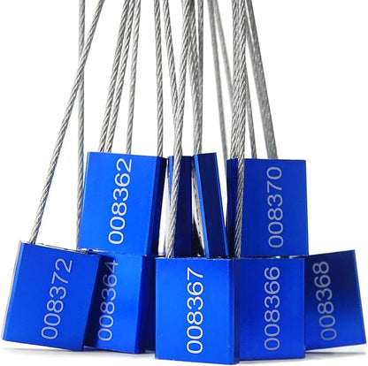 Pull Tight Numbered Steel Metal Security Cable Seals Alumium Body Anti-Tamper Shipping Self-Locking Tags for Container, Cargo, Trailer, Vans, Oil Tank Truck ISO 17712 Standard (Pack of 50, Blue)