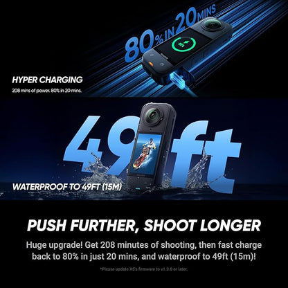 Insta360 X5 - Waterproof 8K 360° Action Camera, Leading Low Light, Invisible Selfie Stick Effect, Rugged and Replaceable Lens, 3-Hour Battery, Built-in Wind Guard, Stabilization, Triple AI Chip Design