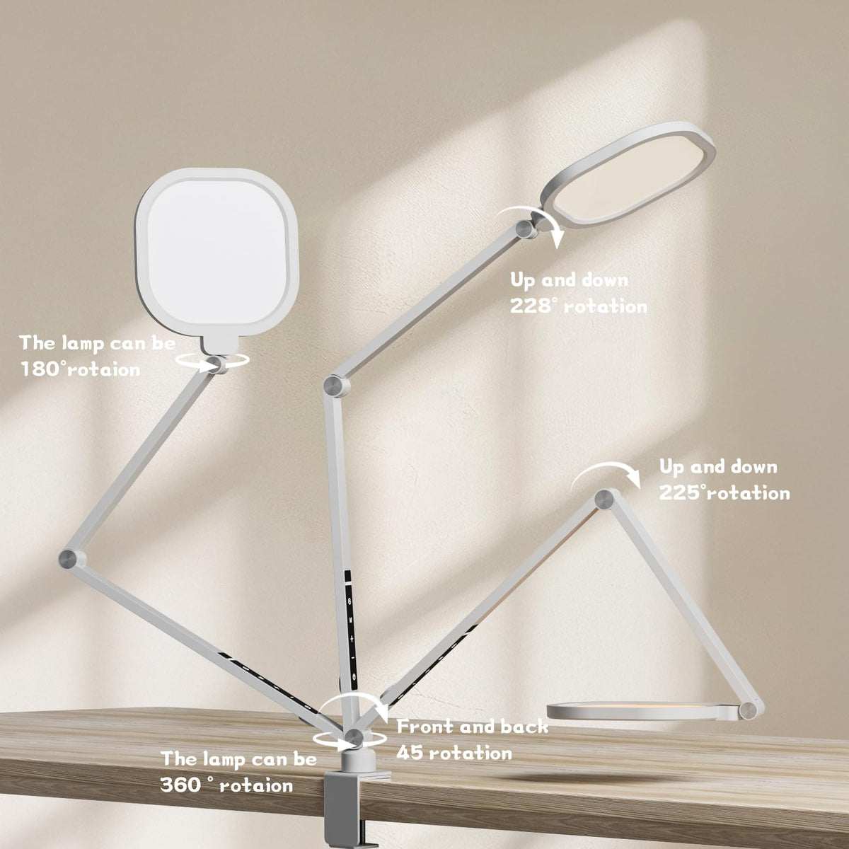 LitONES LED Desk Lamp for Home Office with Clamp, White