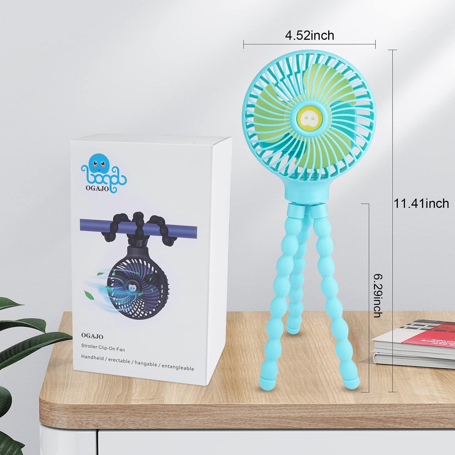 Portable Stroller Fan Personal rechargeable USB Fans With 5200mAh 3 Speeds Battery Small Baby Car Seat Mini Handheld Clip On Fan for Pram Crib Bike Treadmill Outdoor Camping Travel and Student Desk