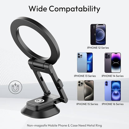 ULANZI MA50 Magnetic Phone Holder for Magsafe, Aluminium Adjustable Dual Magnetic Phone Tripod Stand with 1/4" Screw Hole for Selfie Sticks, Magic Arm, Compatible with iphone12 13 14 15 16 Series