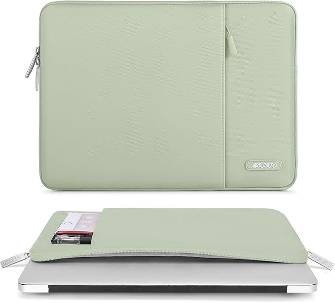 MOSISO Laptop Case 13 inch, 13 inch Laptop Sleeve Compatible with MacBook Air M4 M3 M2 M1 2025-2018 / Pro M2 M1 2025-2016, Polyester Vertical Computer Sleeve Bag with Pocket, Sage Green