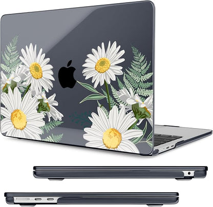 Compatible with MacBook Air 15 inch Case, M4 A3241/M3 A3114/M2 A2941 (Released 2025 to 2023), Hard Shell, Keyboard Cover, Screen Protector, Webcam Cover & Type-C Adapter, Daisies
