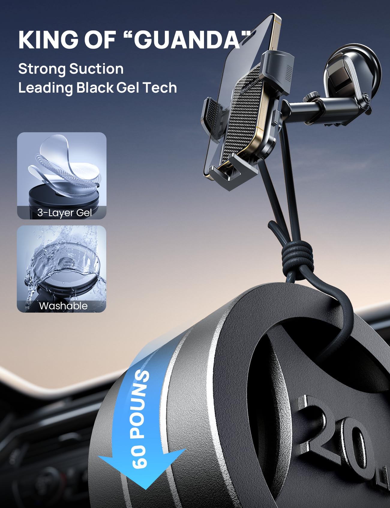 2026 Ultimate Car Phone Holder Mount (+Air Vent Clip) [Military Grade Stable], 360° Rotatable Suction Cup Car Phone Mount for Dashboard Windshield,Truck Cradle Stand for iPhone 17 16 Pro Max Samsung