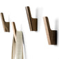 Wall Hooks - Set of 4 - Dark Walnut or Light Ash Wood Coat Hooks for Hanging Hat, Purse, Backpack, Bag, Jacket. Modern Farmhouse Decor for Wall and Practical Entryway Hooks (Walnut Wood)