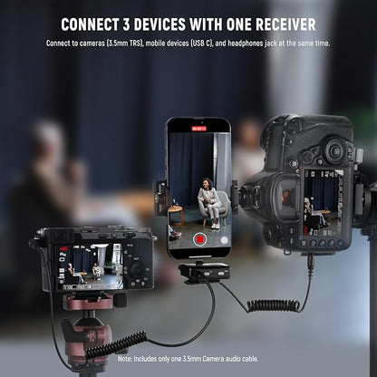 NEEWER CM28 Wireless Lavalier Microphone System, 1 Click Noise Canceling, 4GB Storage for 9Hrs of 48KHz 16 Bit Uncompressed Audio, Lapel Mic Compatible with iPhone/Android/PC/Camera/iPad