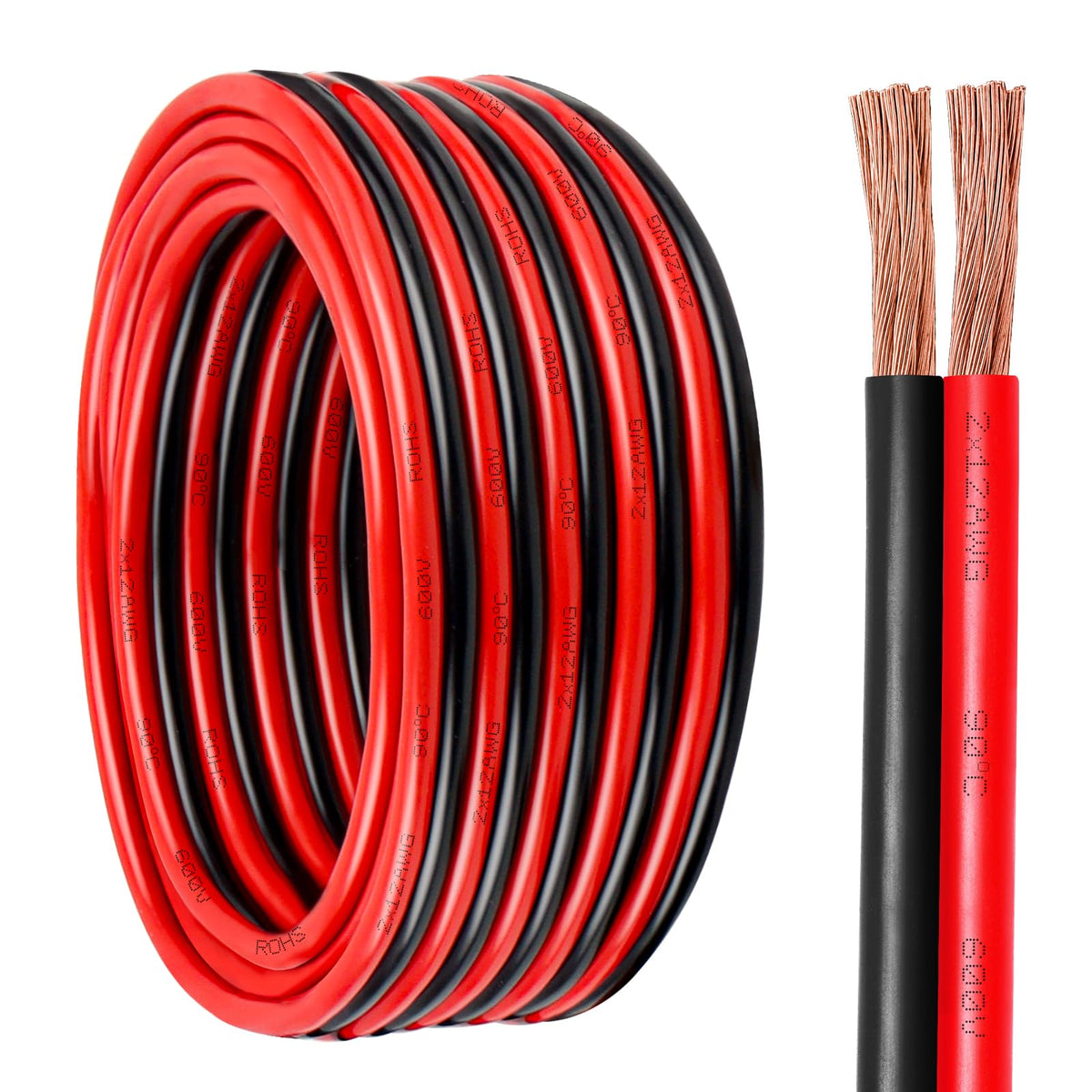 14 Gauge Wire 2 Conductors Copper Wire, 14 AWG Battery Cable, 200FT