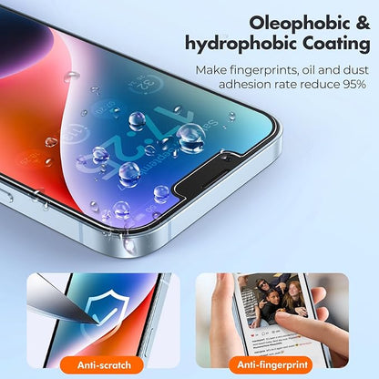 UNBREAKcable 2-Pack Screen Protector for iPhone 16e/14/13/13 Pro, Double Shatterproof Tempered Glass [Easy Installation Frame] [9H Hardness] [99.99% HD Clear] [Case Friendly] for iPhone 6.1 inch