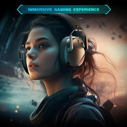 Wireless Gaming Headset for PS5, PS4, PC, NES, Bluetooth 5.3 Gaming Headsets Wireless with Noise Canceling Microphone, Gamer Headphones for Nintendo Switch, 50H Battery - Black