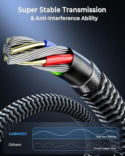 8K HDMI Cable 20 ft, 48Gbps High Speed HDMI 2.1 Cable, Braided HDMI Cable 2.1 8K 60Hz 4K 120Hz Support for HDR eARC HDCP 2.2/2.3, HDMI Cord Compatible with HDTV, Laptop, Monitor, PC